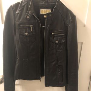 Michael Kors Dark Leather Moto Jacket